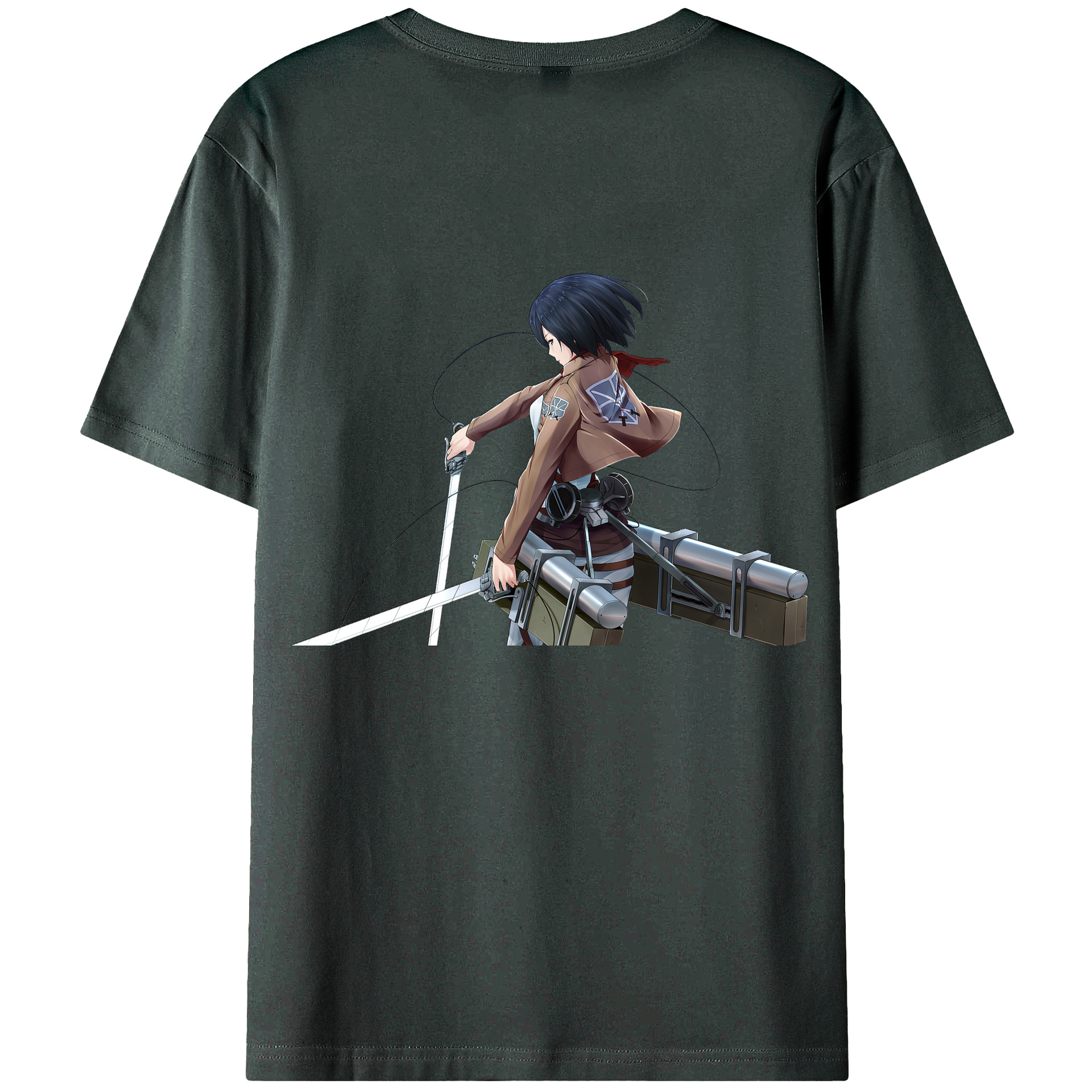 （画像用） 進撃の巨人 ミカサ·アッカーマン Attack on Titan Mikasa Ackerman 綿100％ メンズ半袖Tシャツ（バックプリント） 通気性